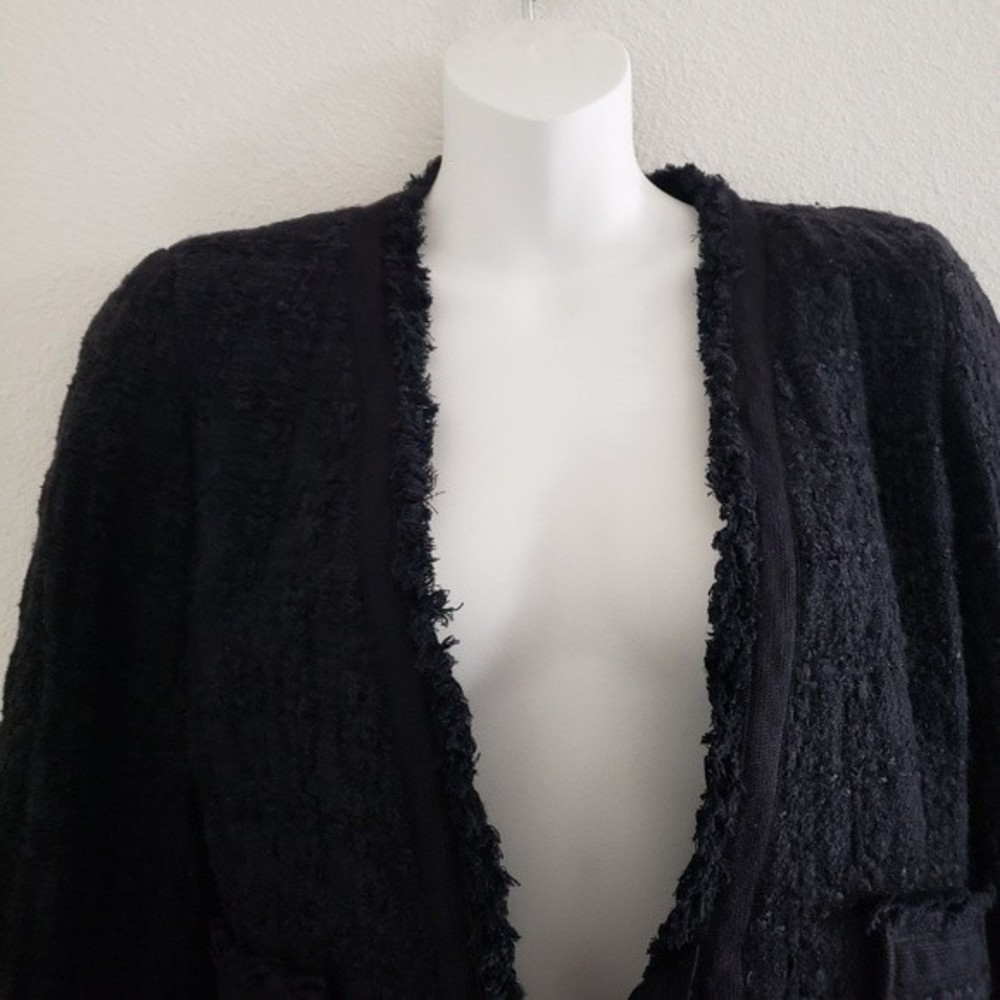 Zara Black Textured Blazer with Ribbon Tie - Picture 2 of 7